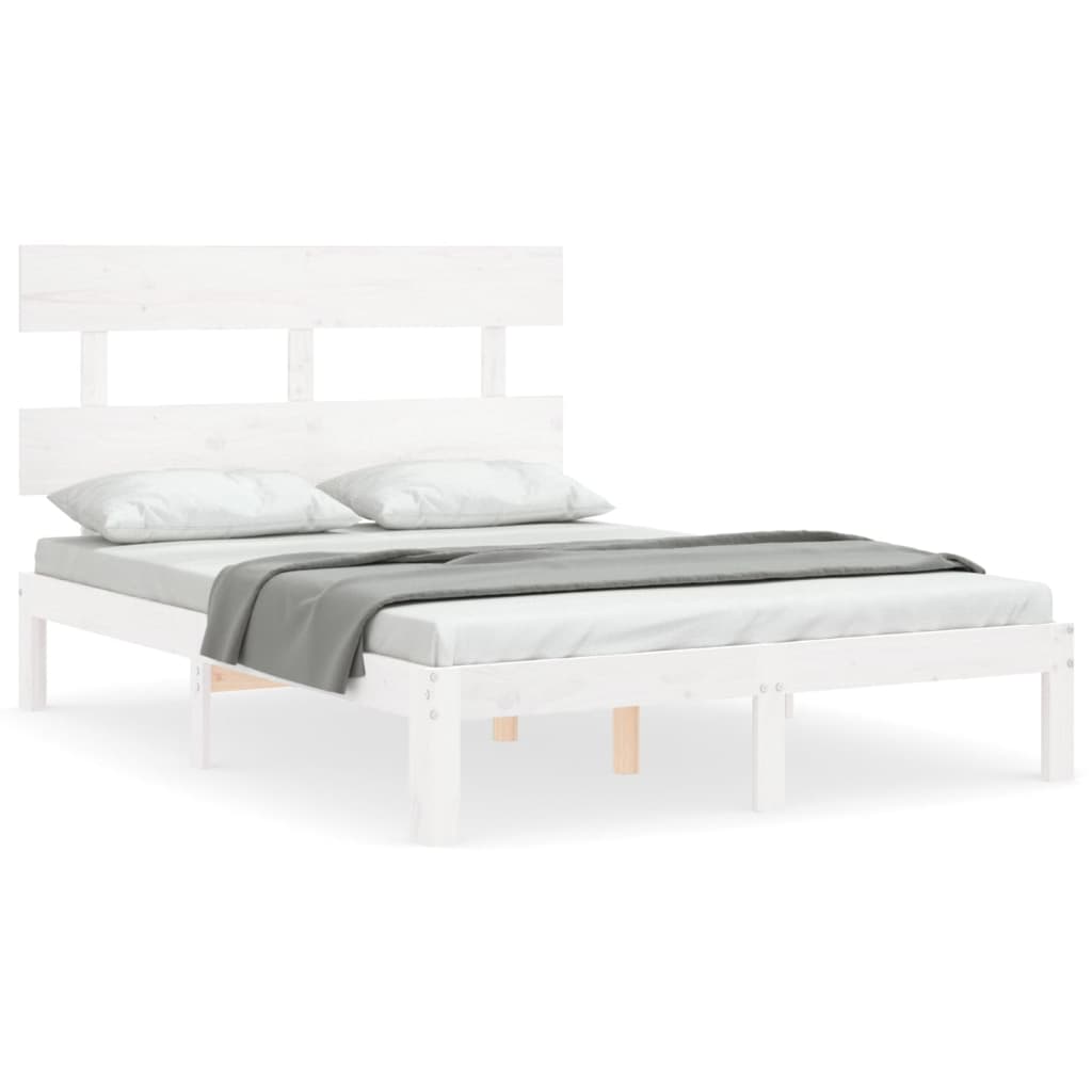 Cadre de lit sans matelas blanc 120x200 cm bois de pin massif - XIOS