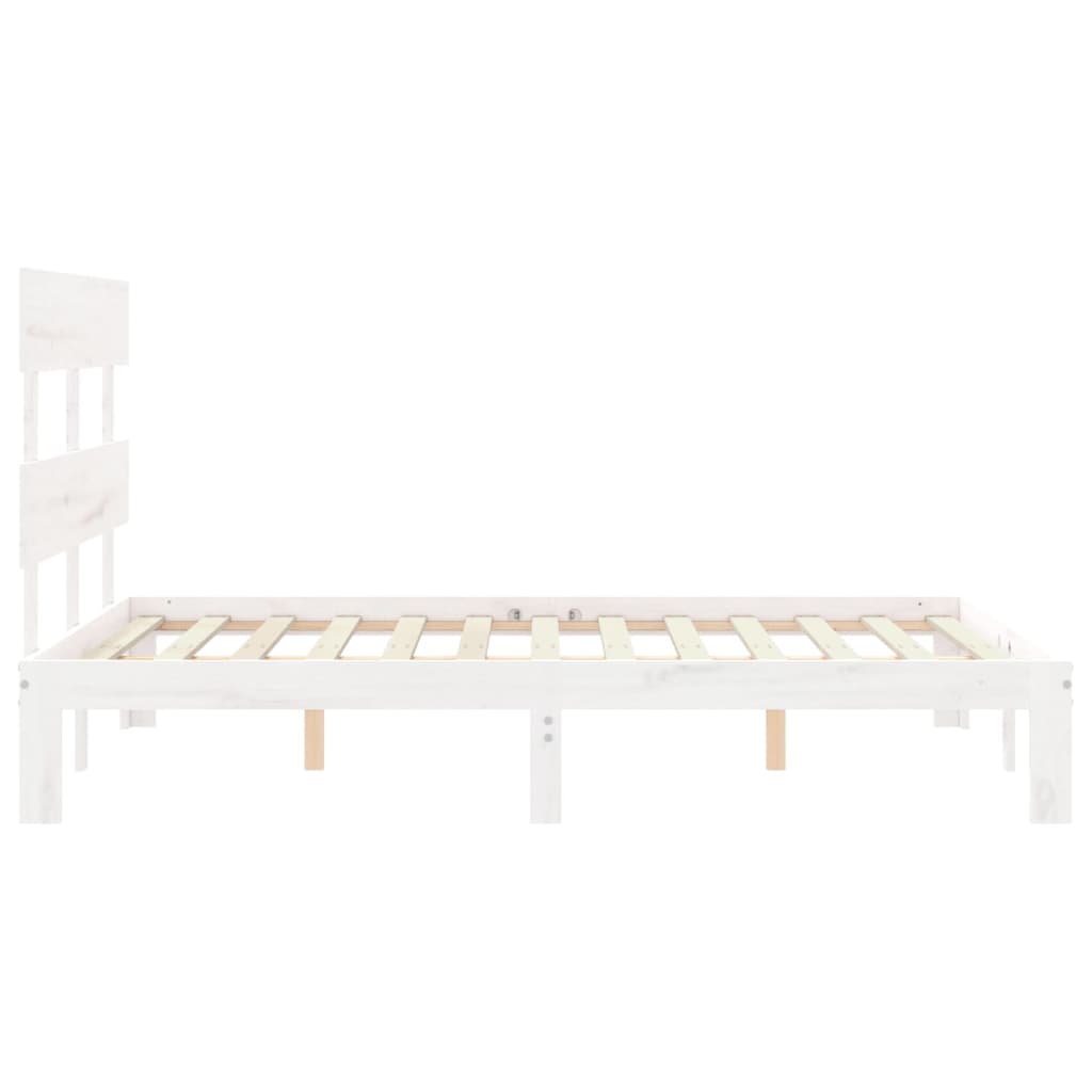 Cadre de lit sans matelas blanc 120x200 cm bois de pin massif - XIOS