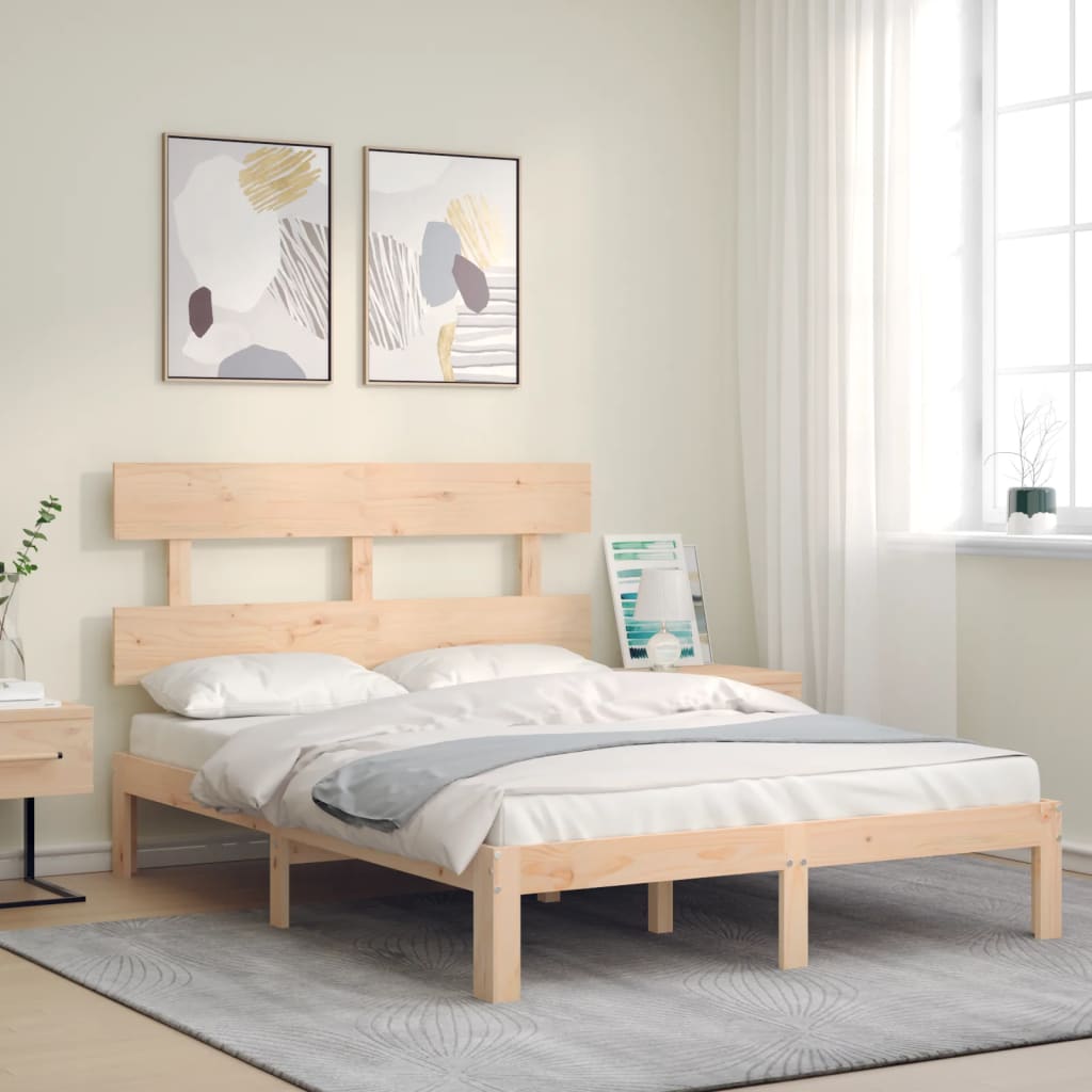 Cadre de lit sans matelas 140x200 cm bois massif de pin - XIOS