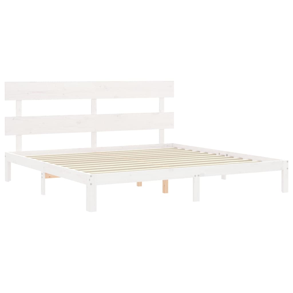 Cadre de lit sans matelas blanc bois massif de pin - XIOS