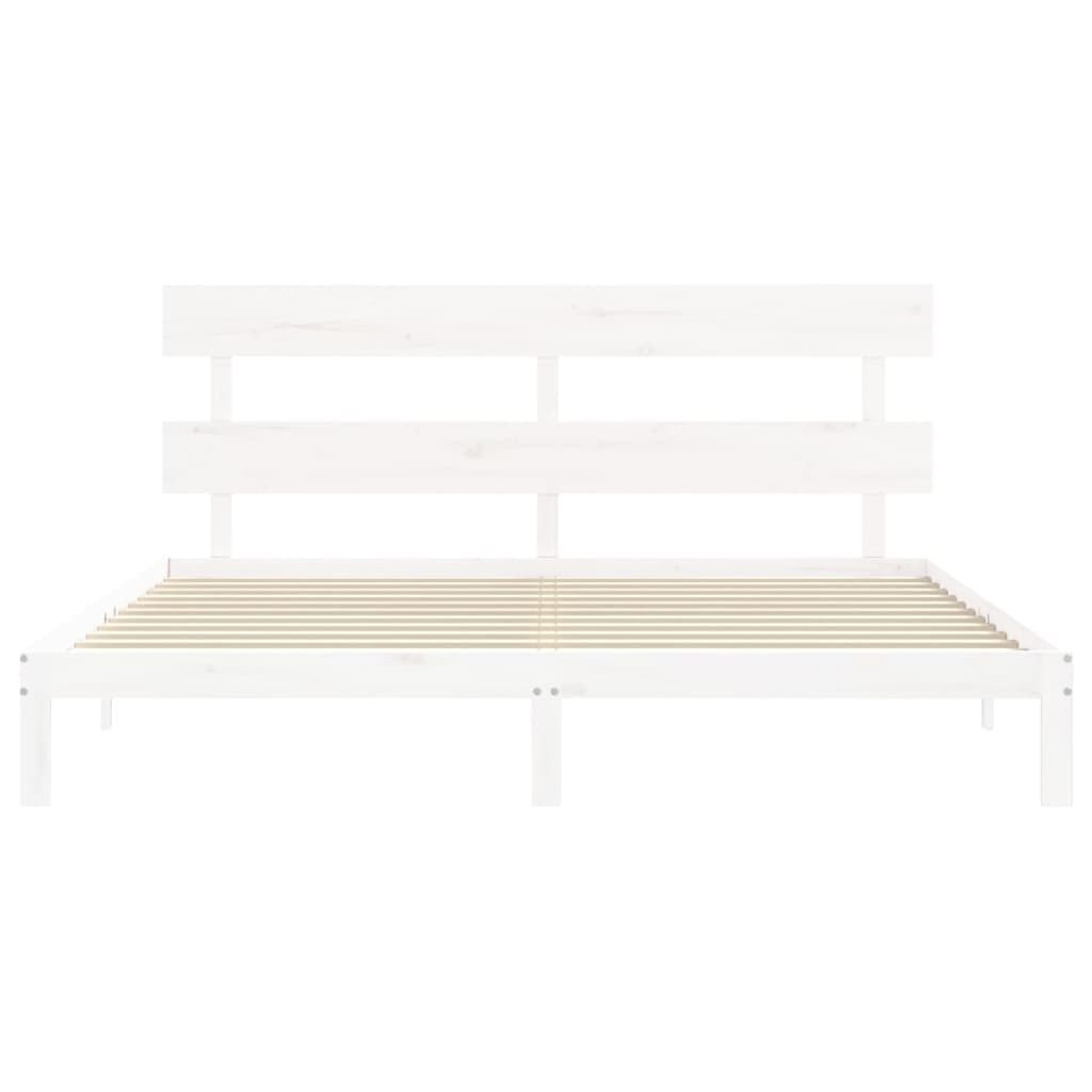 Cadre de lit sans matelas blanc bois massif de pin - XIOS