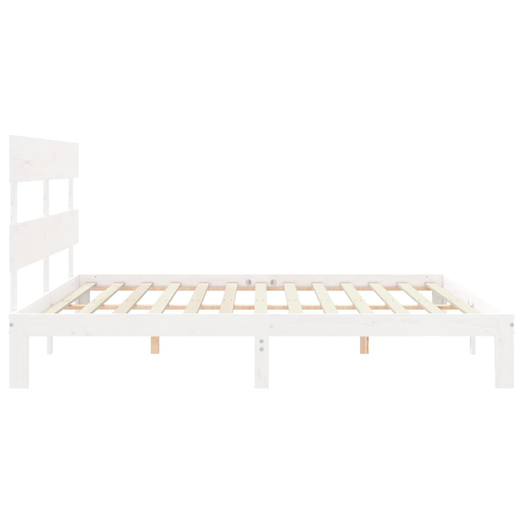 Cadre de lit sans matelas blanc bois massif de pin - XIOS
