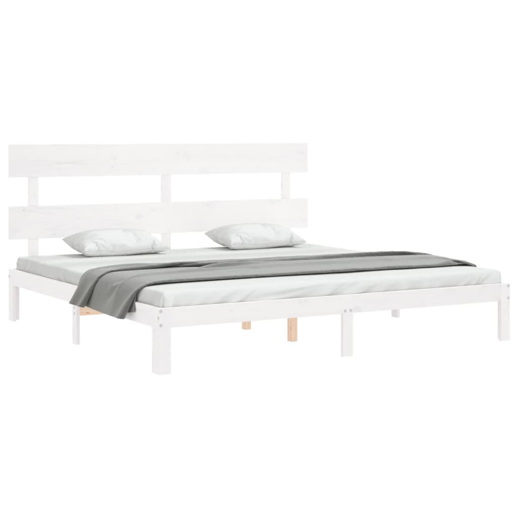 Cadre de lit sans matelas blanc 200x200 cm bois massif de pin - XIOS