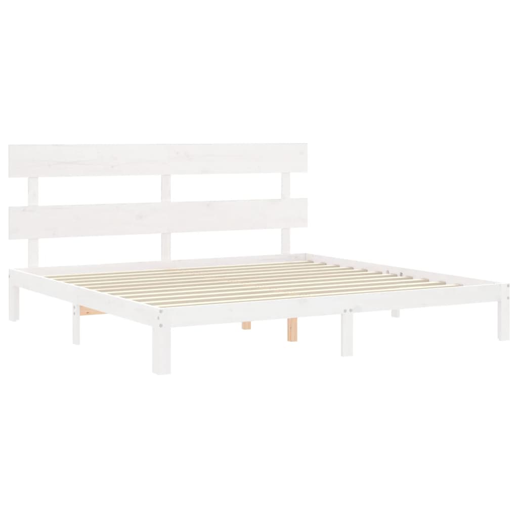 Cadre de lit sans matelas blanc 200x200 cm bois massif de pin - XIOS