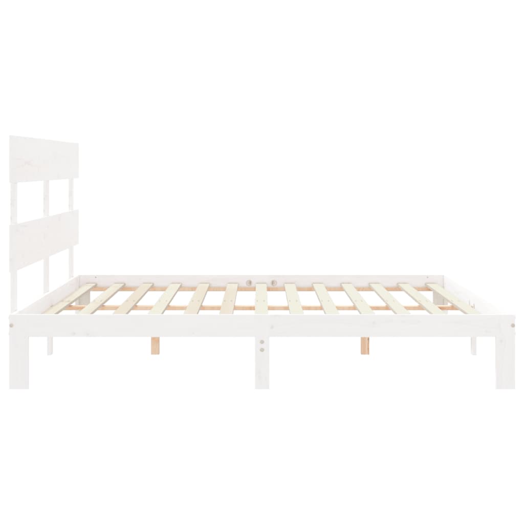 Cadre de lit sans matelas blanc 200x200 cm bois massif de pin - XIOS