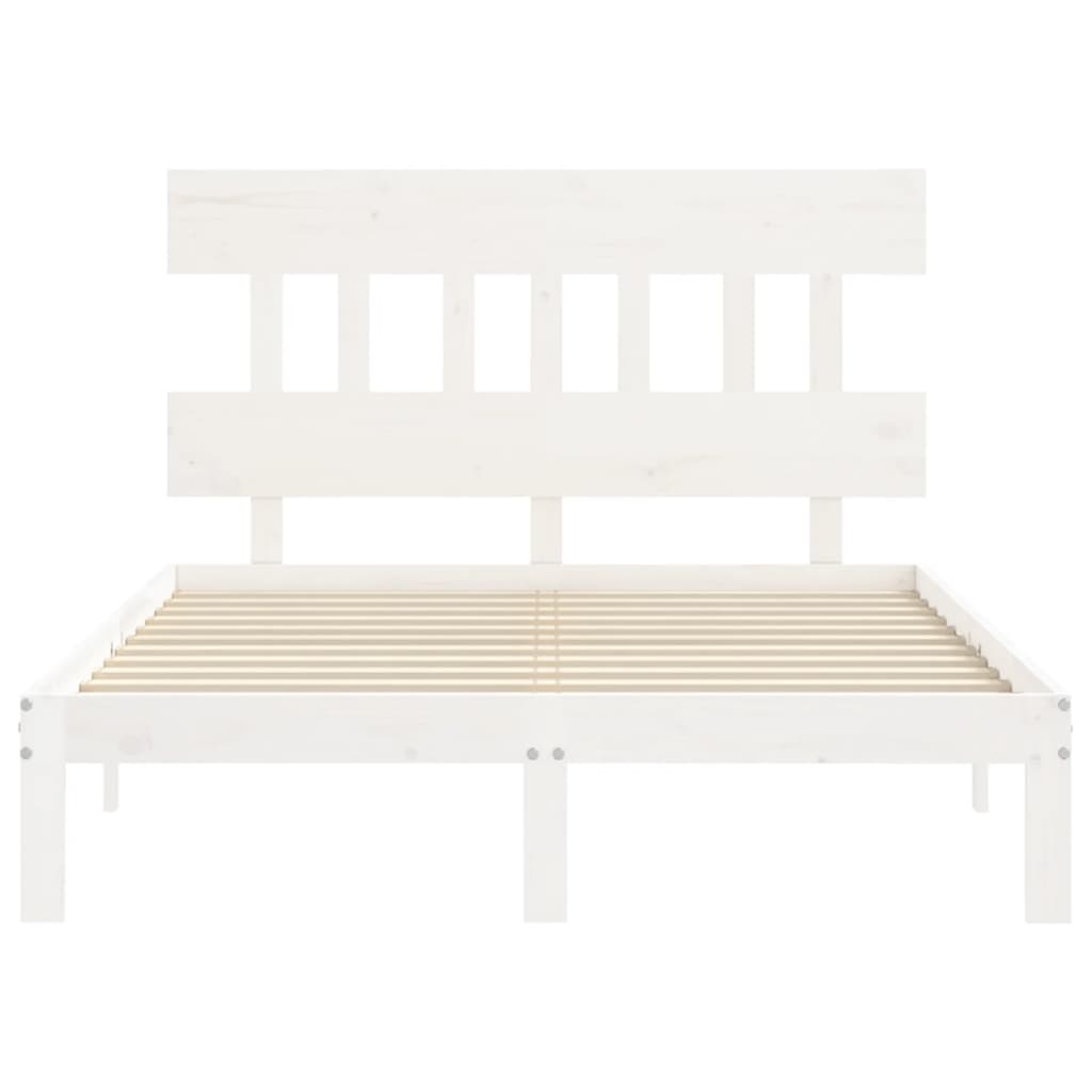 Cadre de lit sans matelas blanc 140x190 cm bois de pin massif - XIOS