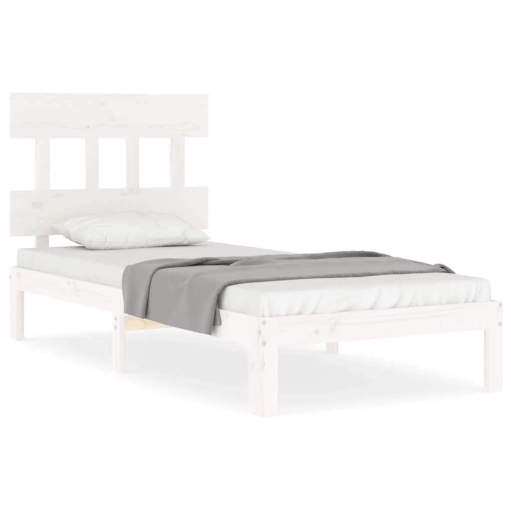 Cadre de lit sans matelas blanc 100x200 cm bois de pin massif - XIOS