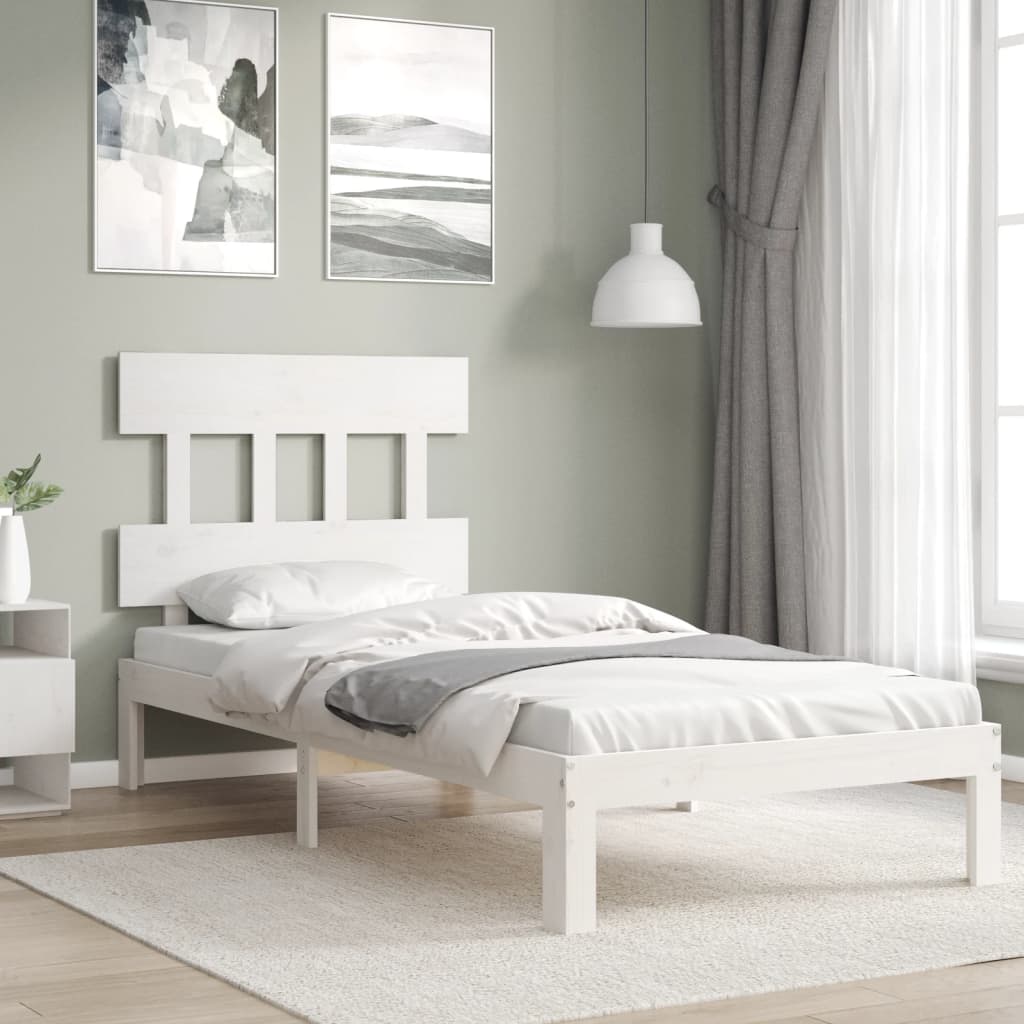 Cadre de lit sans matelas blanc 100x200 cm bois de pin massif - XIOS