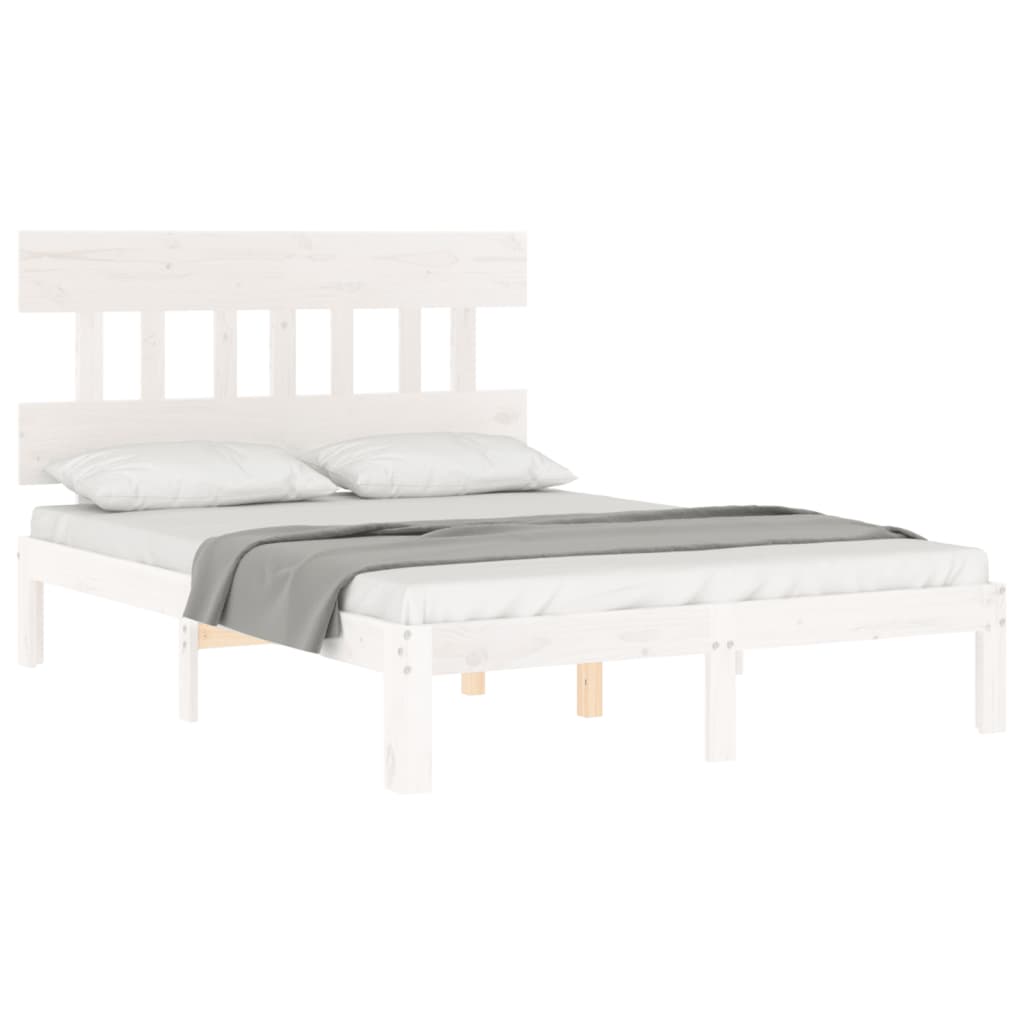 Cadre de lit sans matelas blanc 140x200 cm bois de pin massif - XIOS