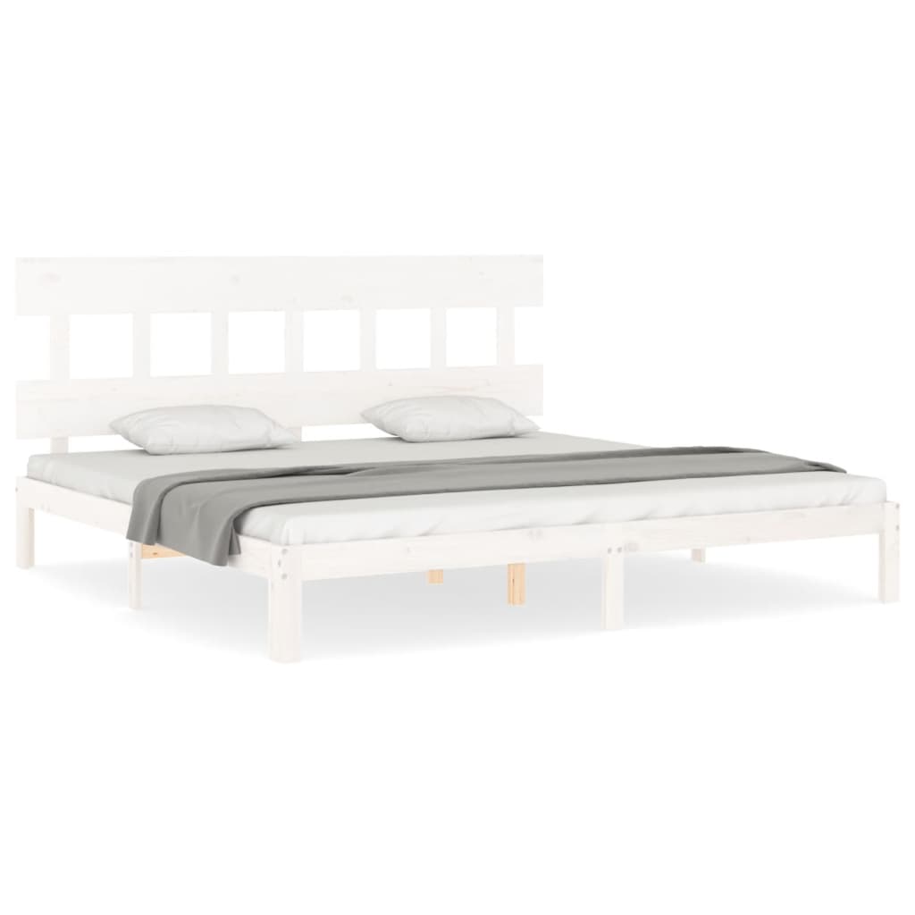 Cadre de lit sans matelas blanc 200x200 cm bois massif de pin - XIOS