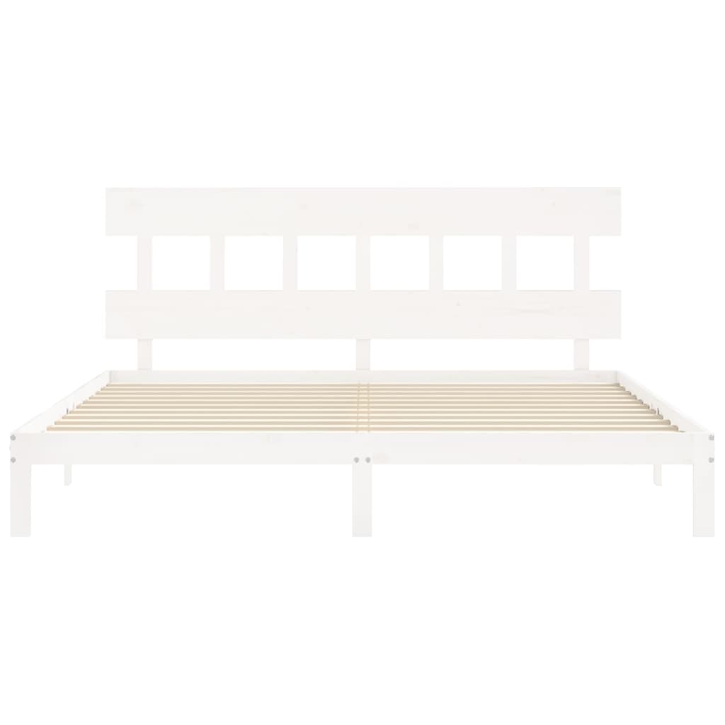 Cadre de lit sans matelas blanc 200x200 cm bois massif de pin - XIOS
