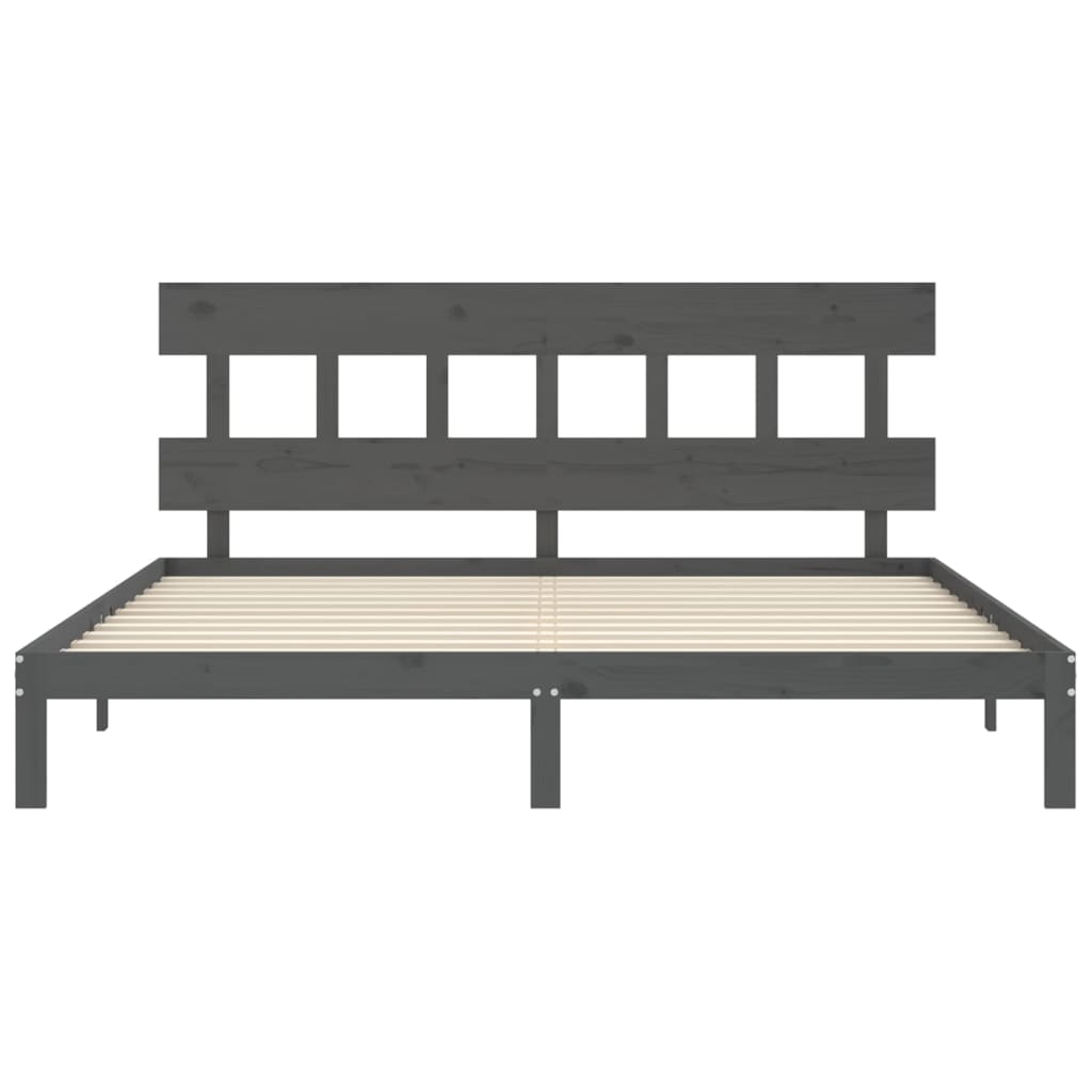 Cadre de lit sans matelas gris 200x200 cm bois massif de pin - XIOS