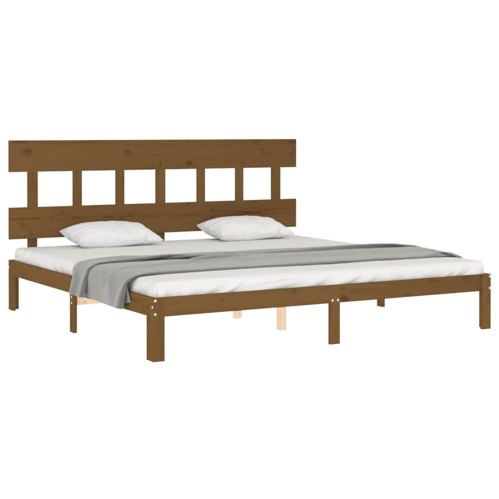 Cadre de lit sans matelas marron miel 200x200cm bois pin massif - XIOS