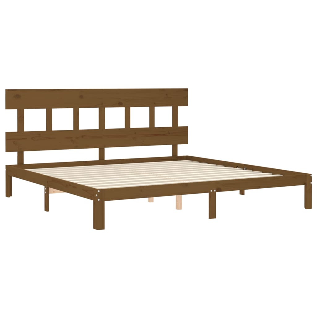 Cadre de lit sans matelas marron miel 200x200cm bois pin massif - XIOS
