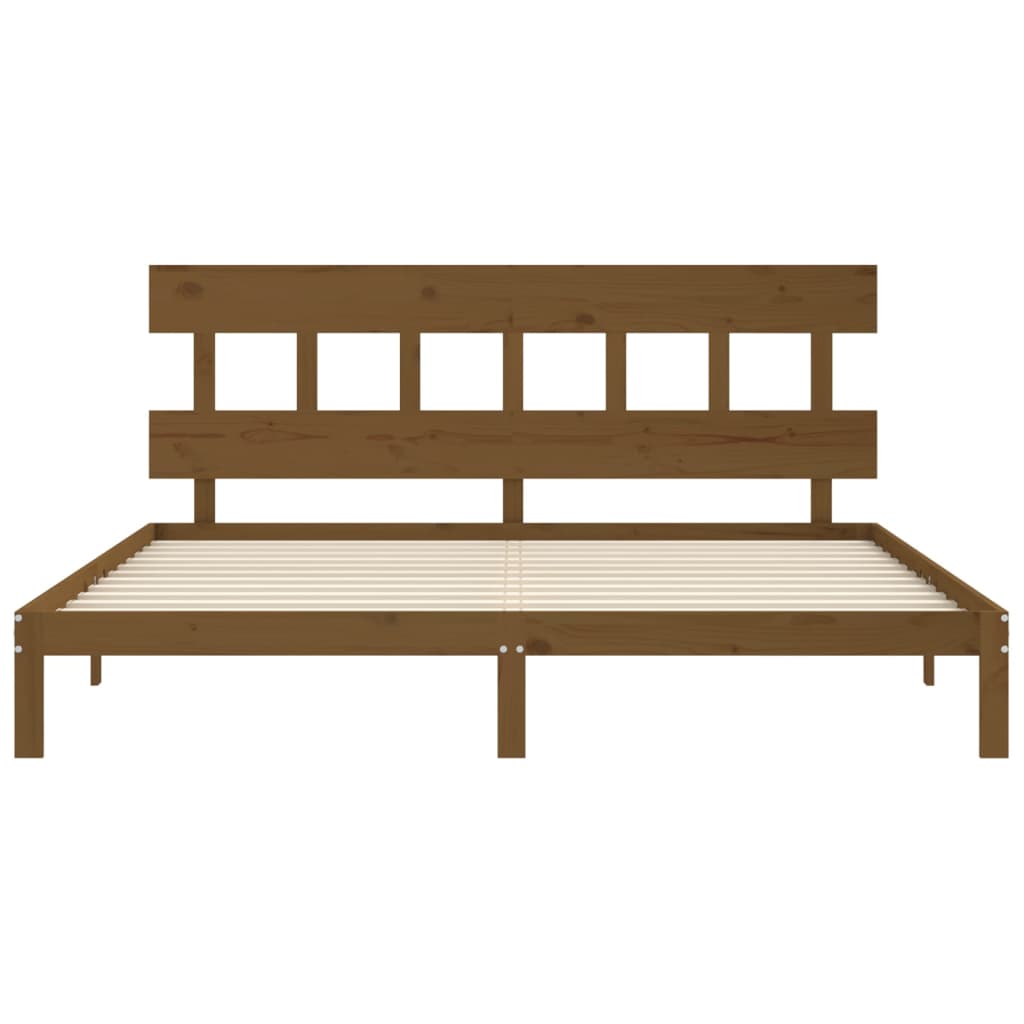 Cadre de lit sans matelas marron miel 200x200cm bois pin massif - XIOS