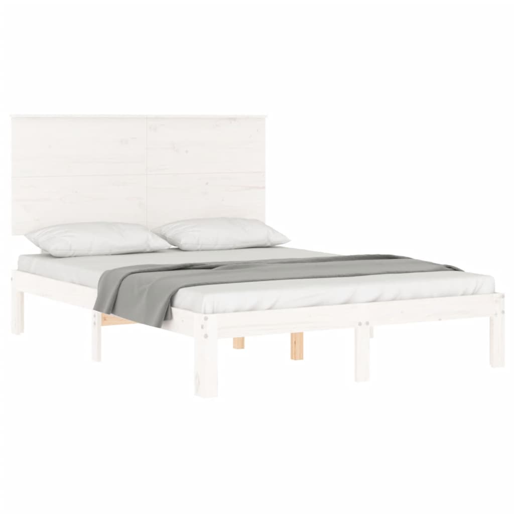 Cadre de lit sans matelas blanc bois de pin massif - XIOS
