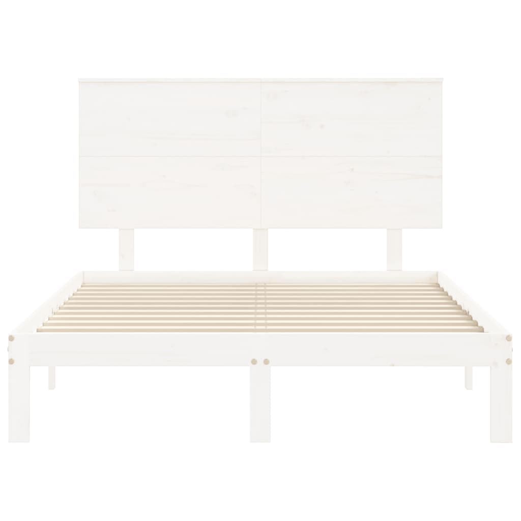 Cadre de lit sans matelas blanc 140x190 cm bois de pin massif - XIOS