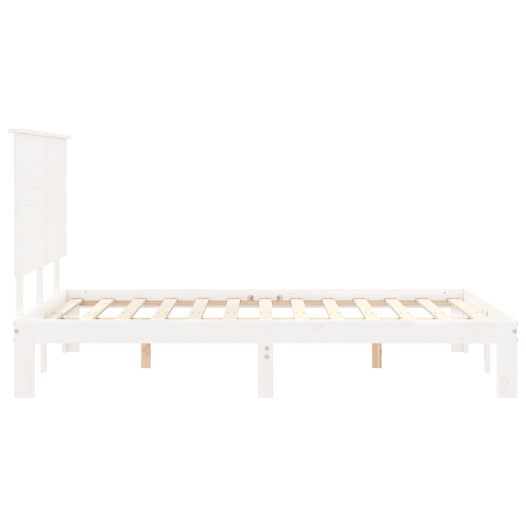 Cadre de lit sans matelas blanc 140x190 cm bois de pin massif - XIOS
