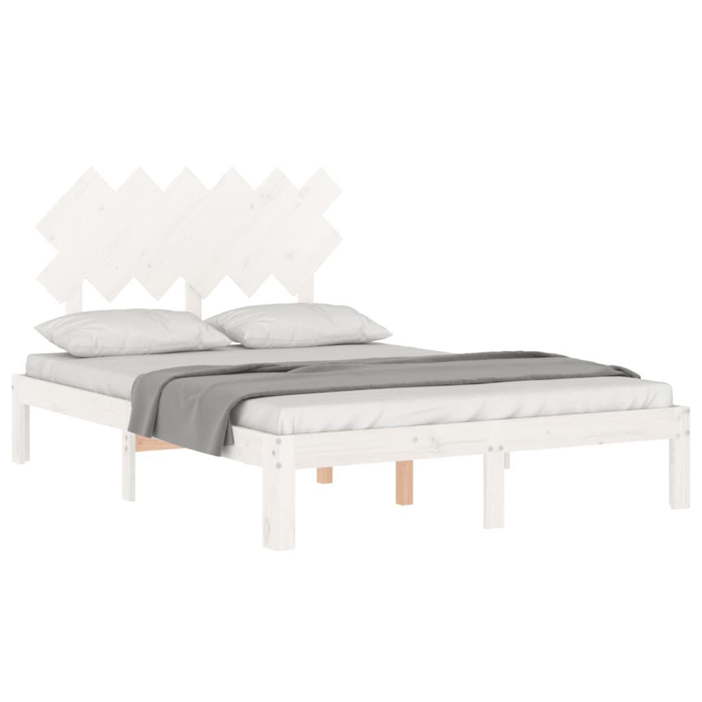 Cadre de lit sans matelas blanc bois de pin massif - XIOS