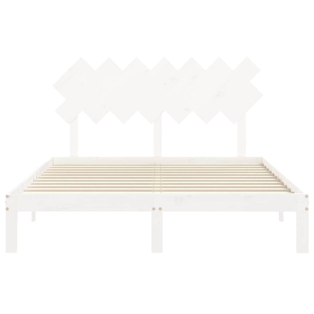 Cadre de lit sans matelas blanc 140x190 cm bois de pin massif - XIOS