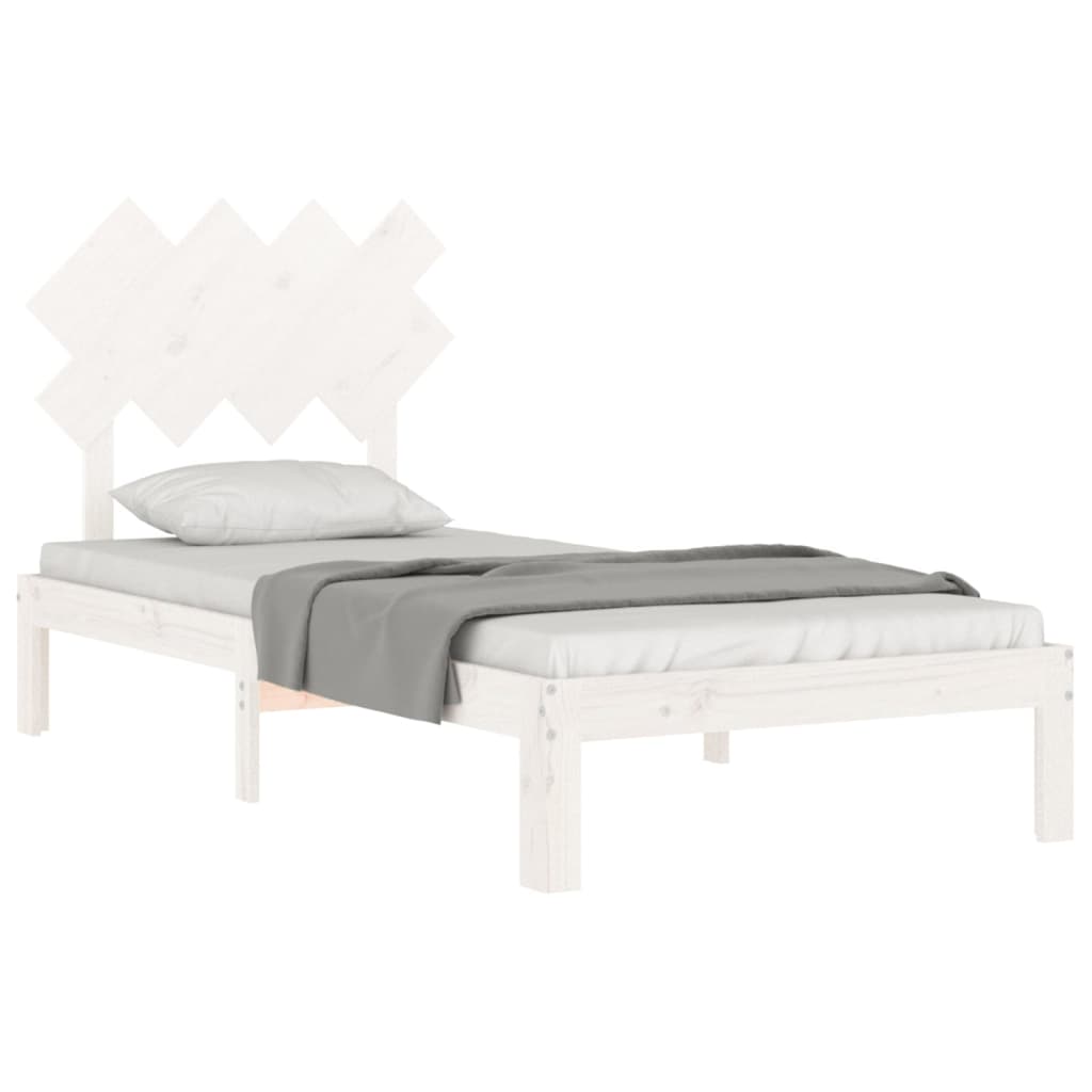 Cadre de lit sans matelas blanc 90x200 cm bois de pin massif - XIOS