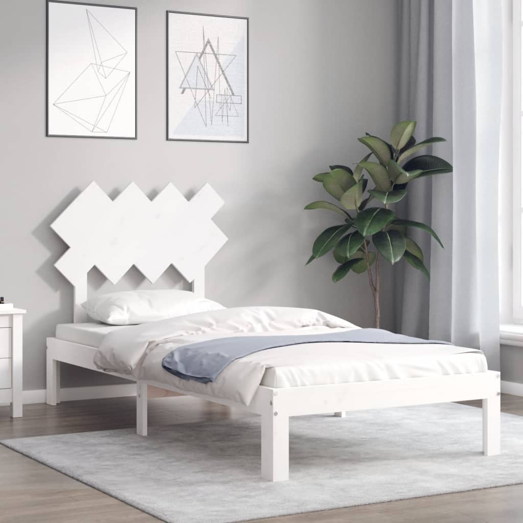Cadre de lit sans matelas blanc 90x200 cm bois de pin massif - XIOS