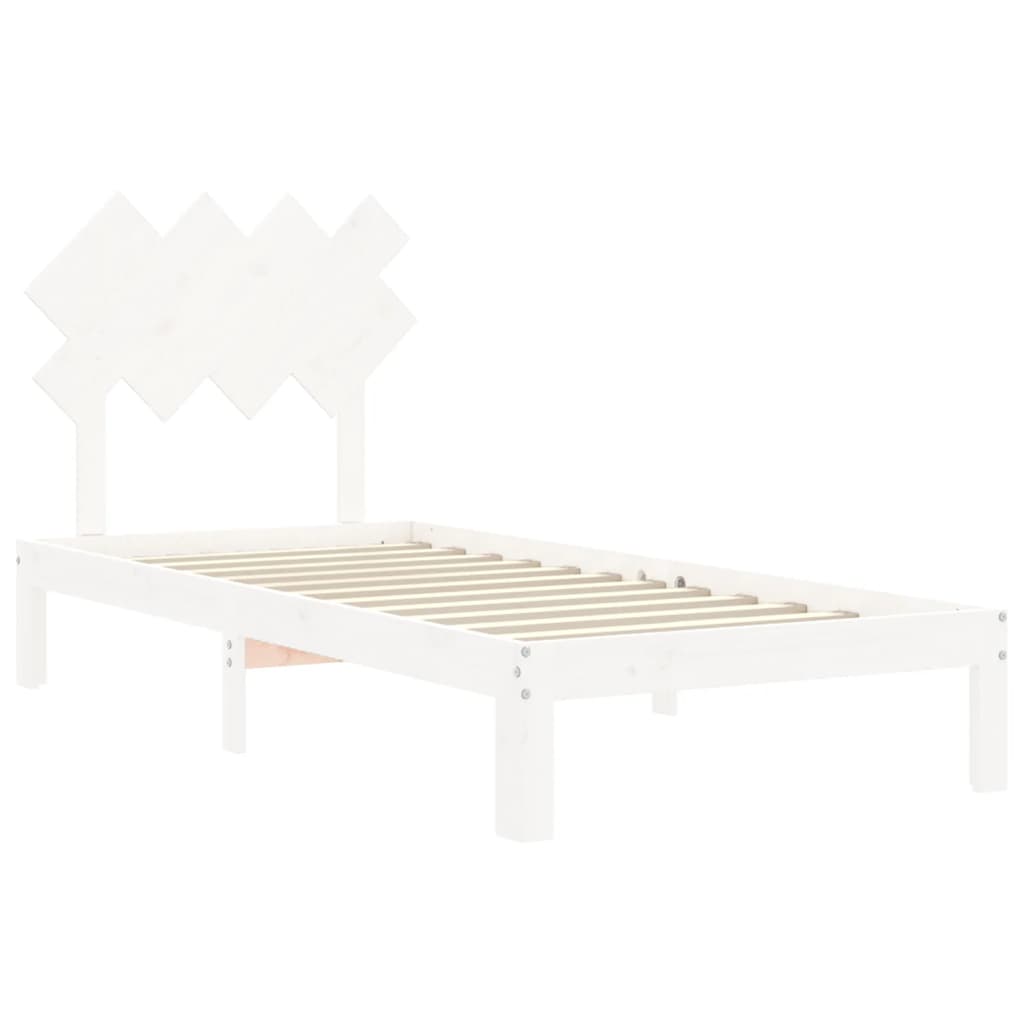 Cadre de lit sans matelas blanc 90x200 cm bois de pin massif - XIOS