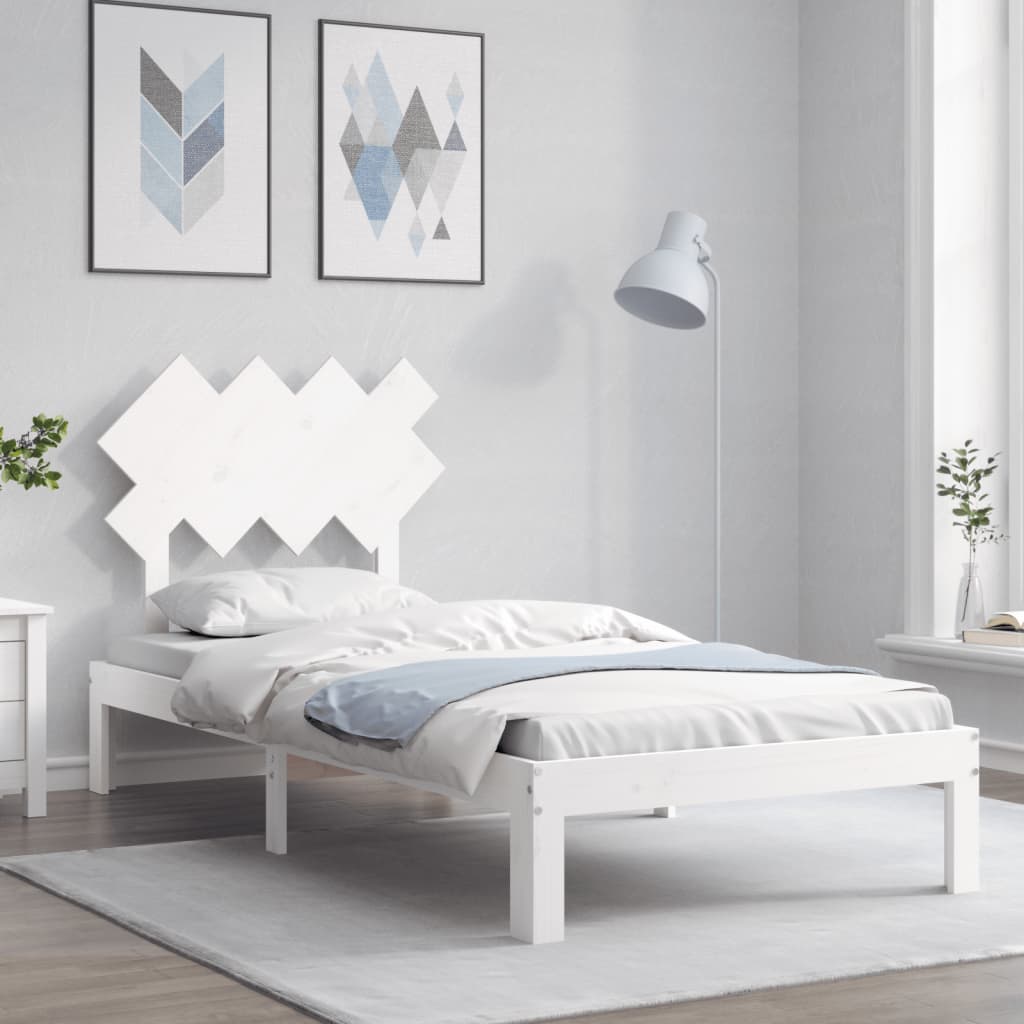 Cadre de lit sans matelas blanc 90x200 cm bois de pin massif - XIOS