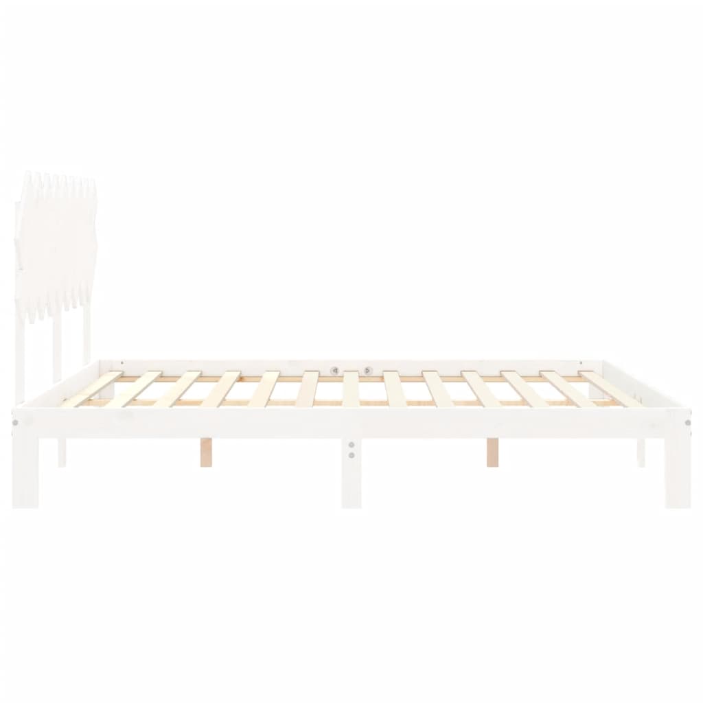 Cadre de lit sans matelas blanc bois massif de pin - XIOS