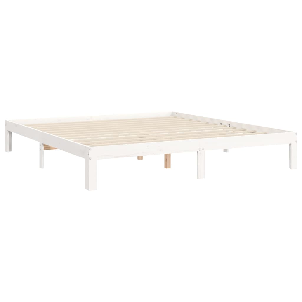 Cadre de lit sans matelas blanc bois massif de pin - XIOS
