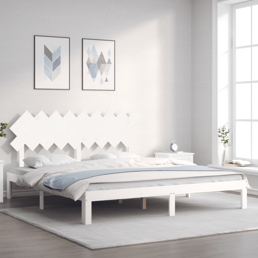 Cadre de lit sans matelas blanc bois massif de pin - XIOS