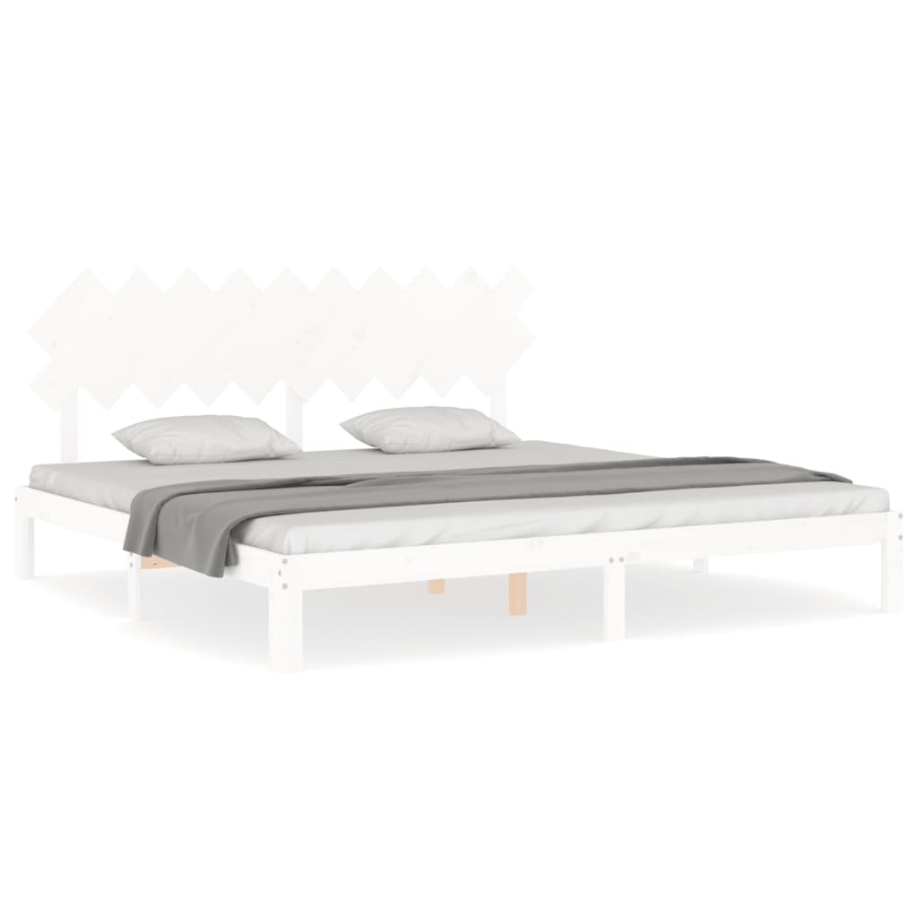 Cadre de lit sans matelas blanc 200x200 cm bois massif de pin - XIOS