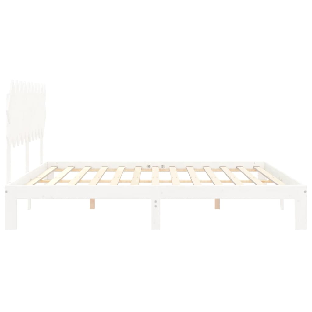 Cadre de lit sans matelas blanc 200x200 cm bois massif de pin - XIOS