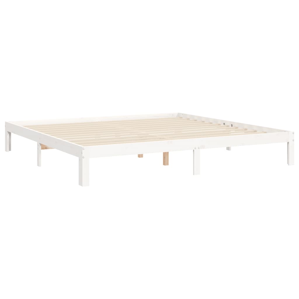 Cadre de lit sans matelas blanc 200x200 cm bois massif de pin - XIOS