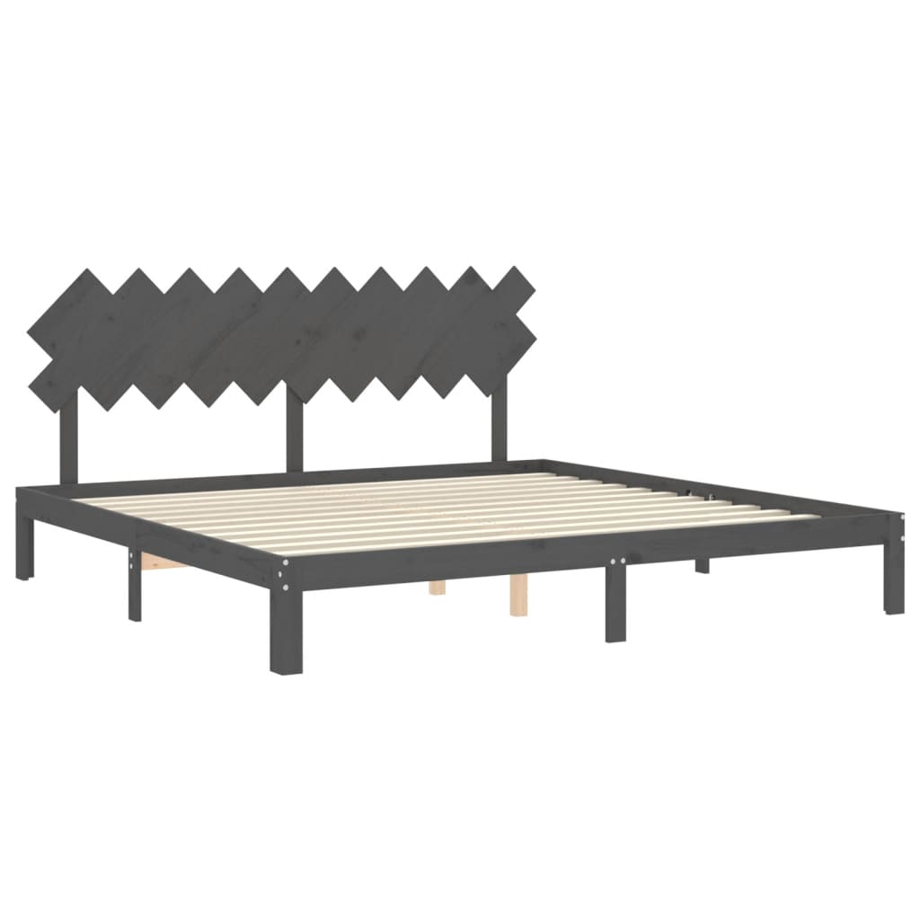 Cadre de lit sans matelas gris 200x200 cm bois massif de pin - XIOS