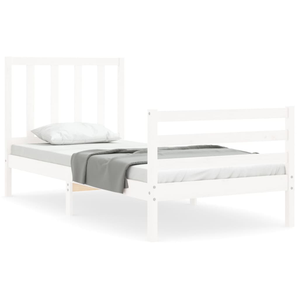Cadre de lit sans matelas blanc bois de pin massif - XIOS
