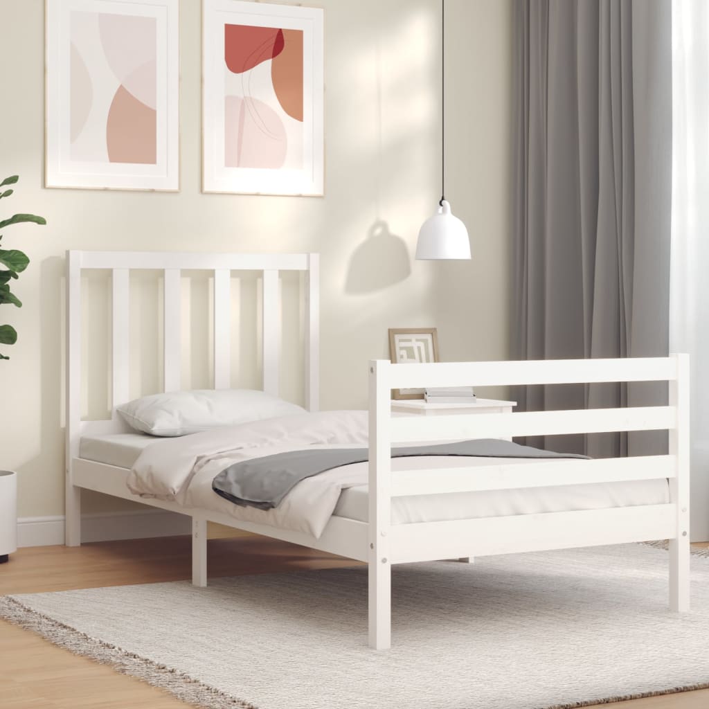 Cadre de lit sans matelas blanc bois de pin massif - XIOS