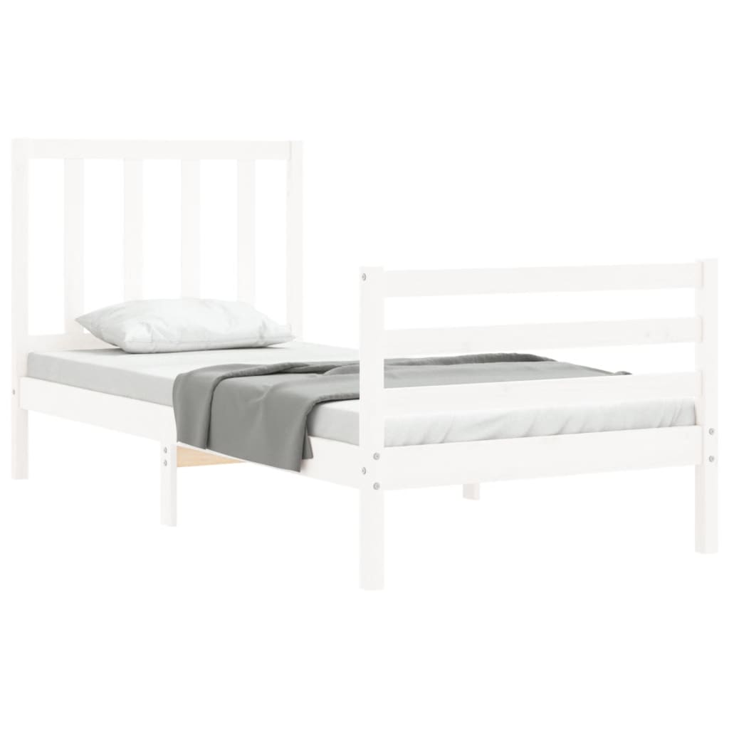 Cadre de lit sans matelas blanc bois de pin massif - XIOS
