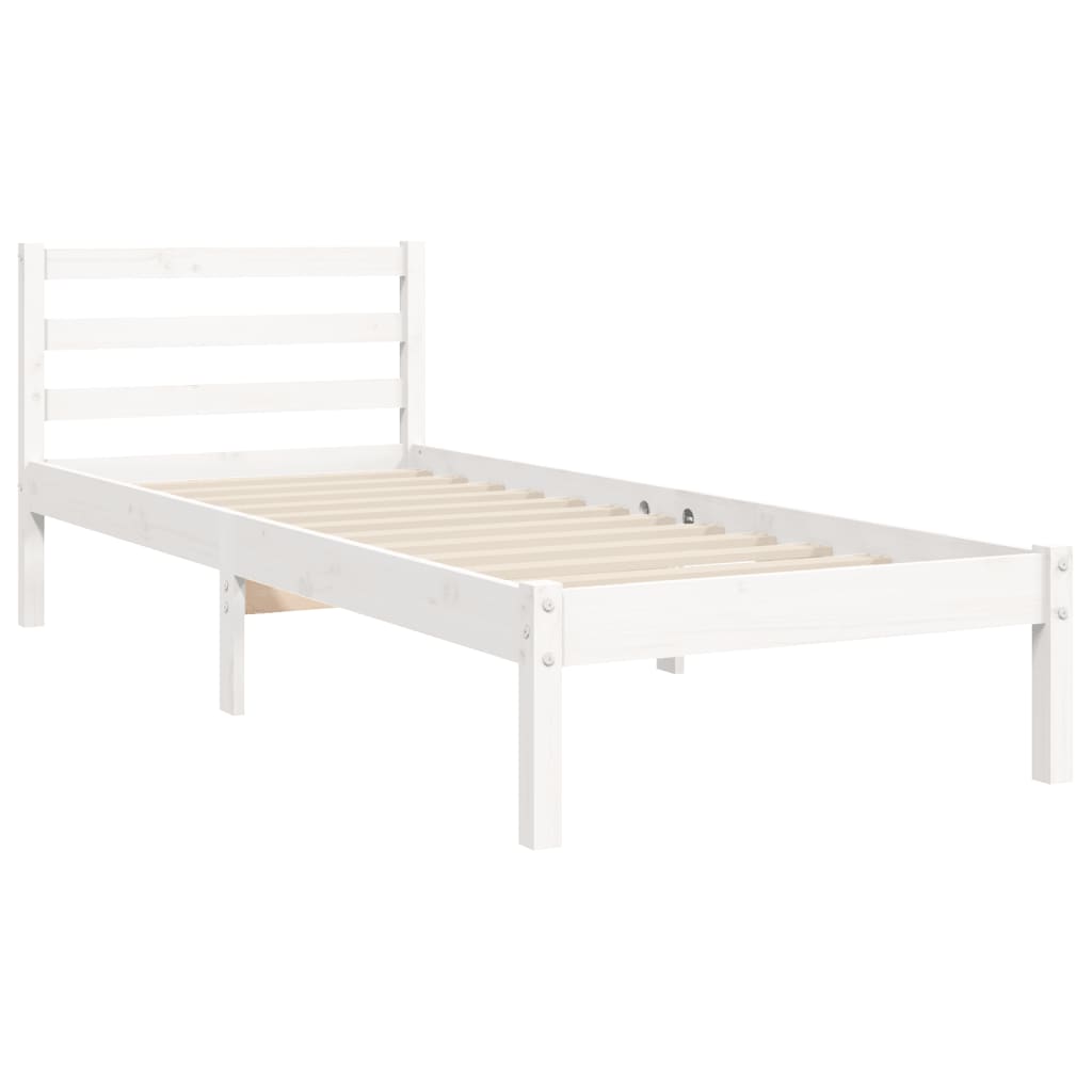 Cadre de lit sans matelas blanc bois de pin massif - XIOS