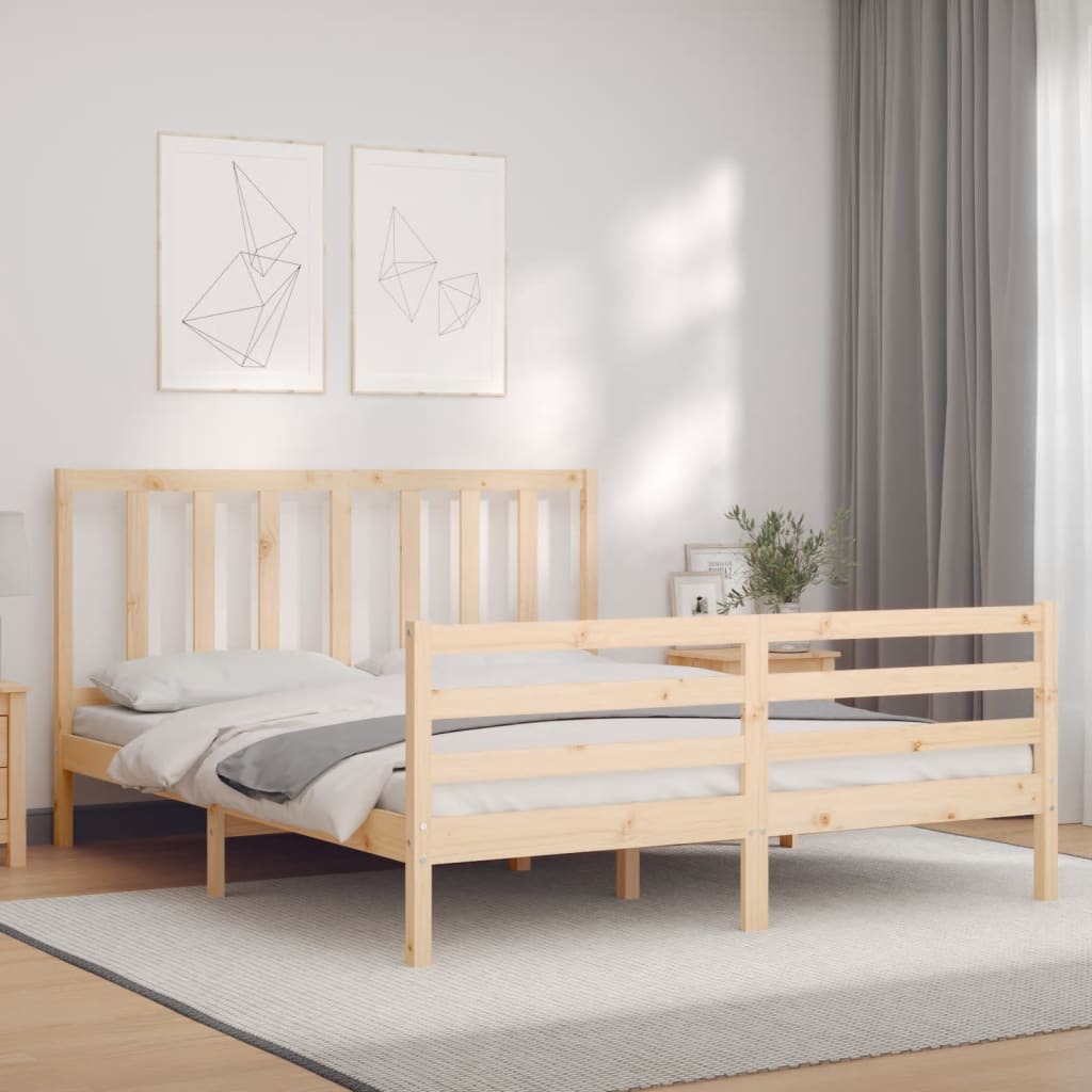 Cadre de lit sans matelas 160x200 cm bois massif de pin - XIOS