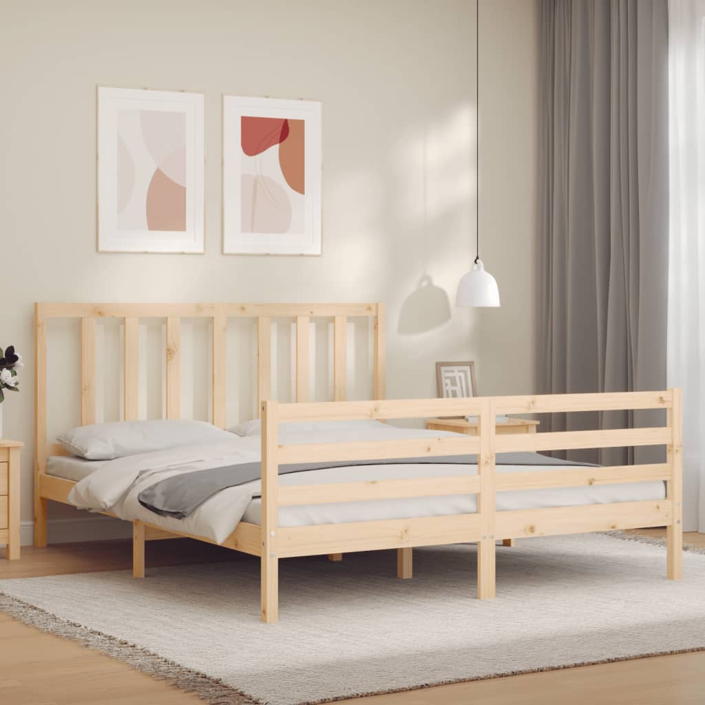 Cadre de lit sans matelas 160x200 cm bois massif de pin - XIOS