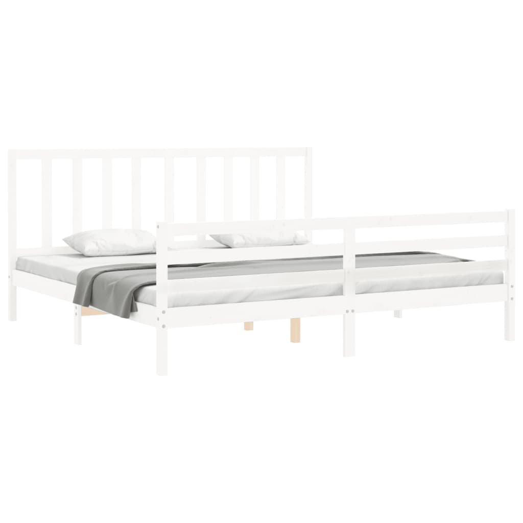 Cadre de lit sans matelas blanc 200x200 cm bois massif de pin - XIOS