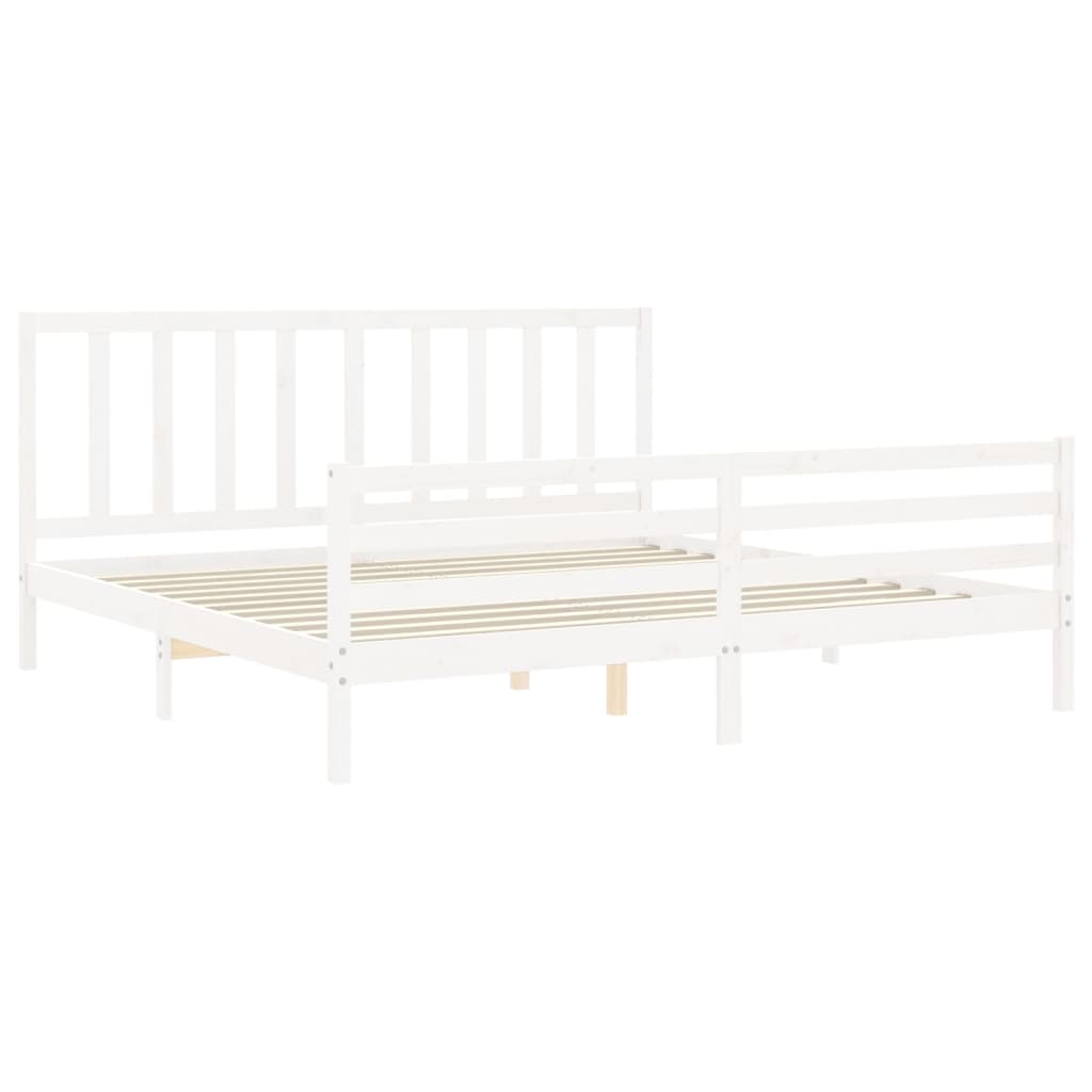 Cadre de lit sans matelas blanc 200x200 cm bois massif de pin - XIOS