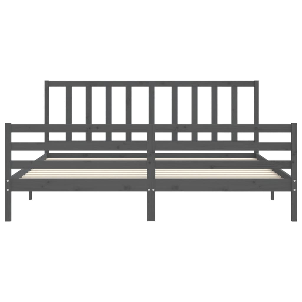 Cadre de lit sans matelas gris 200x200 cm bois massif de pin - XIOS