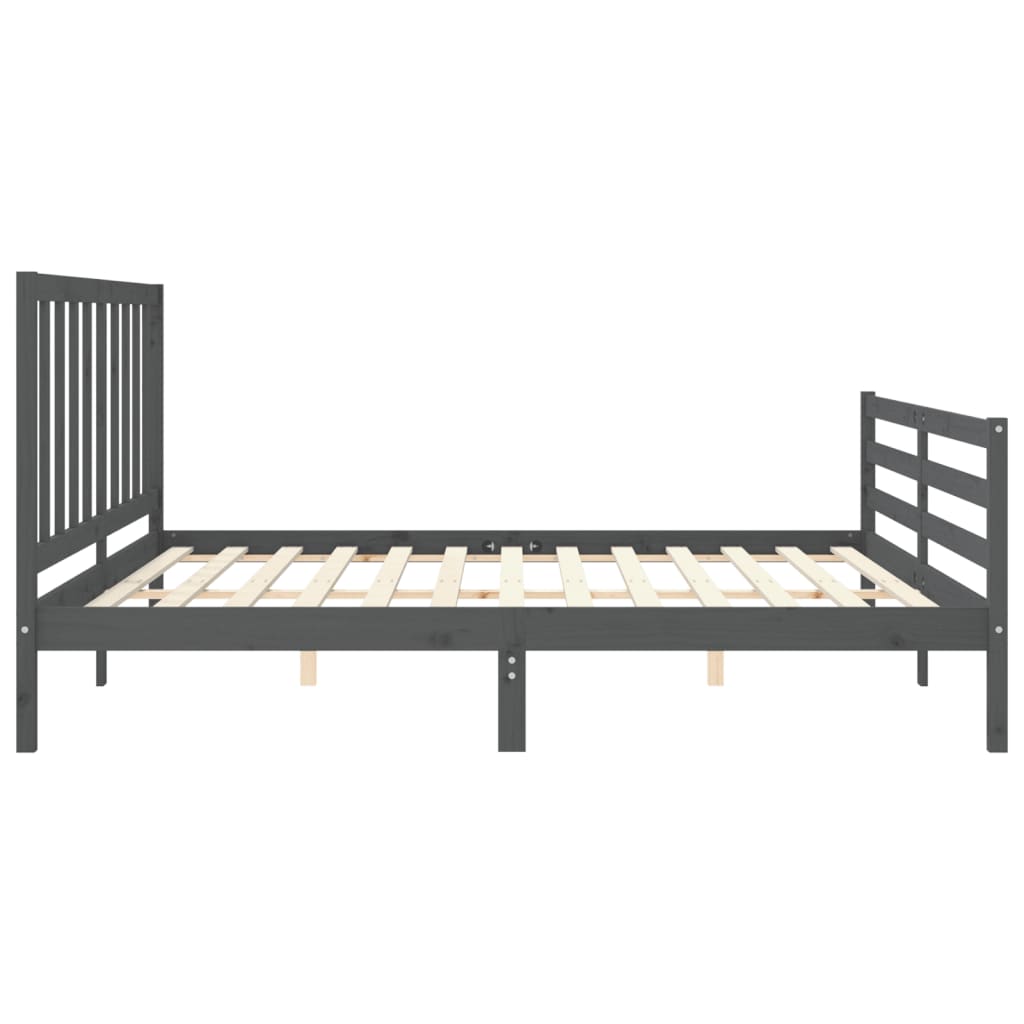 Cadre de lit sans matelas gris 200x200 cm bois massif de pin - XIOS