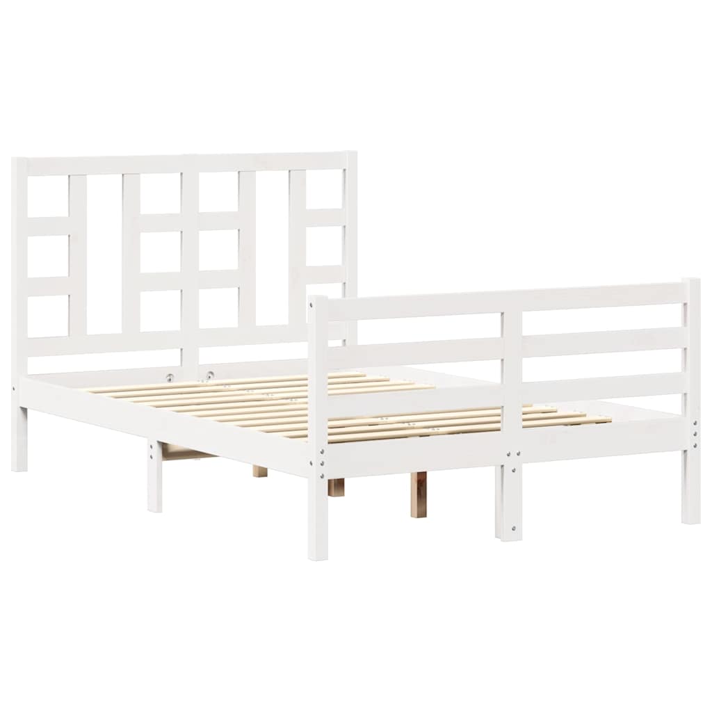 Cadre de lit sans matelas blanc bois de pin massif