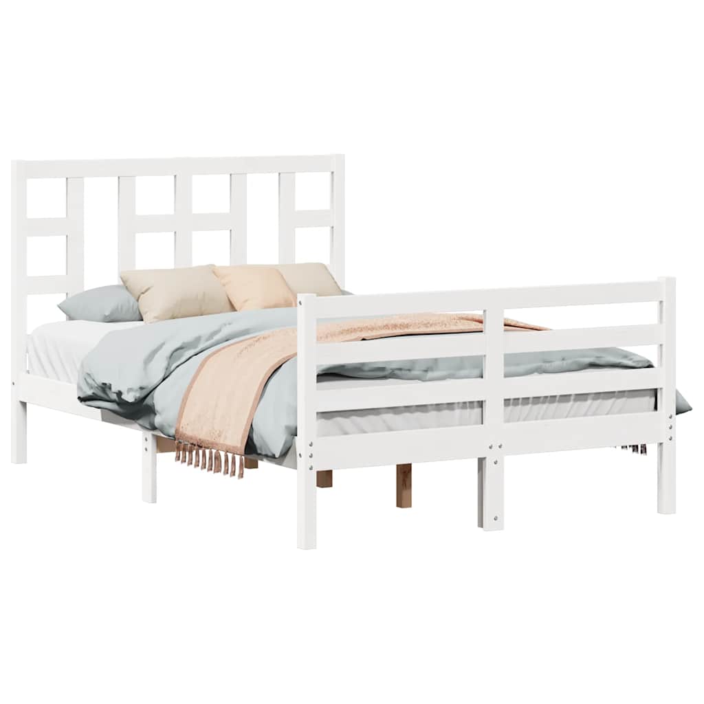 Cadre de lit sans matelas blanc bois de pin massif