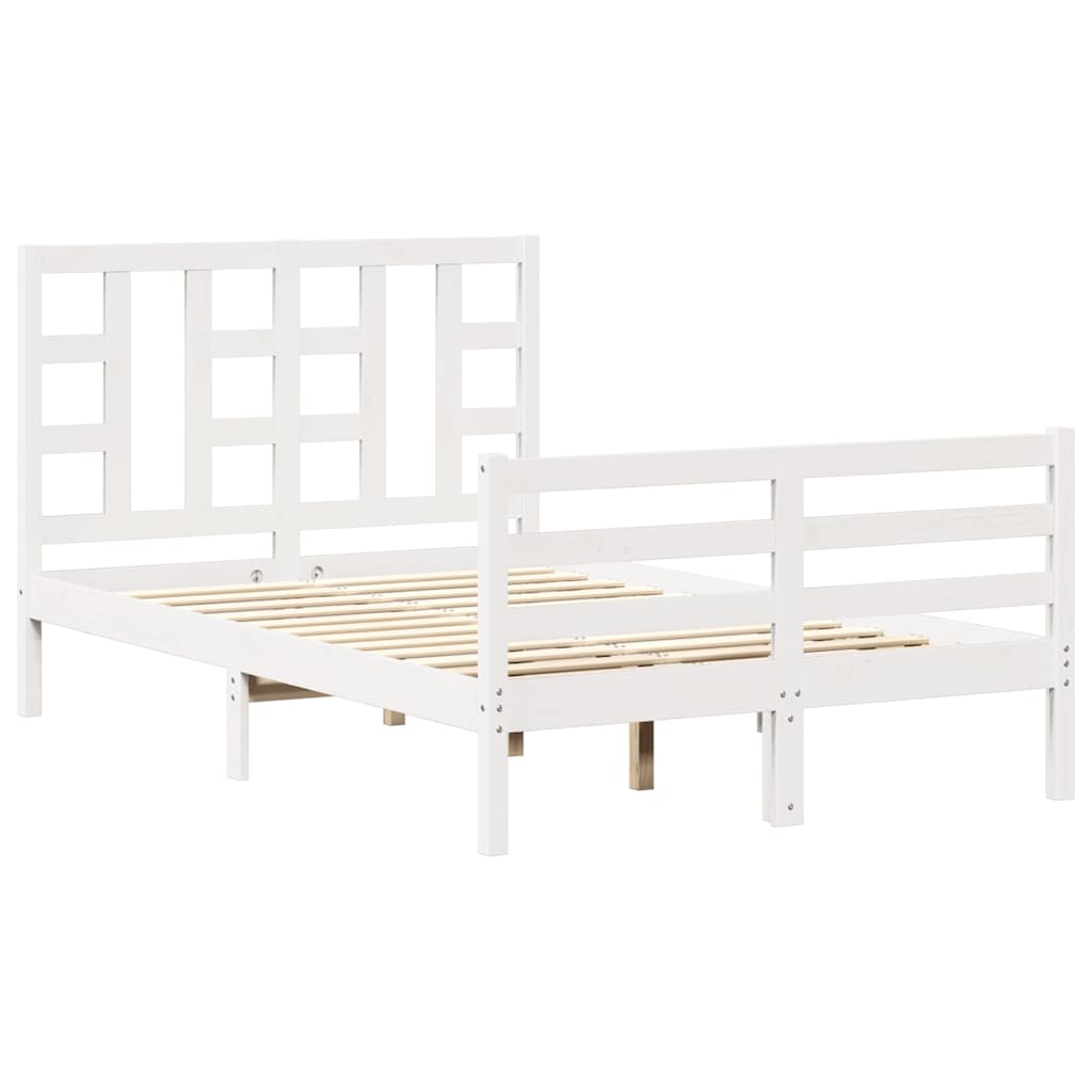 Cadre de lit sans matelas blanc 120x200 cm bois massif