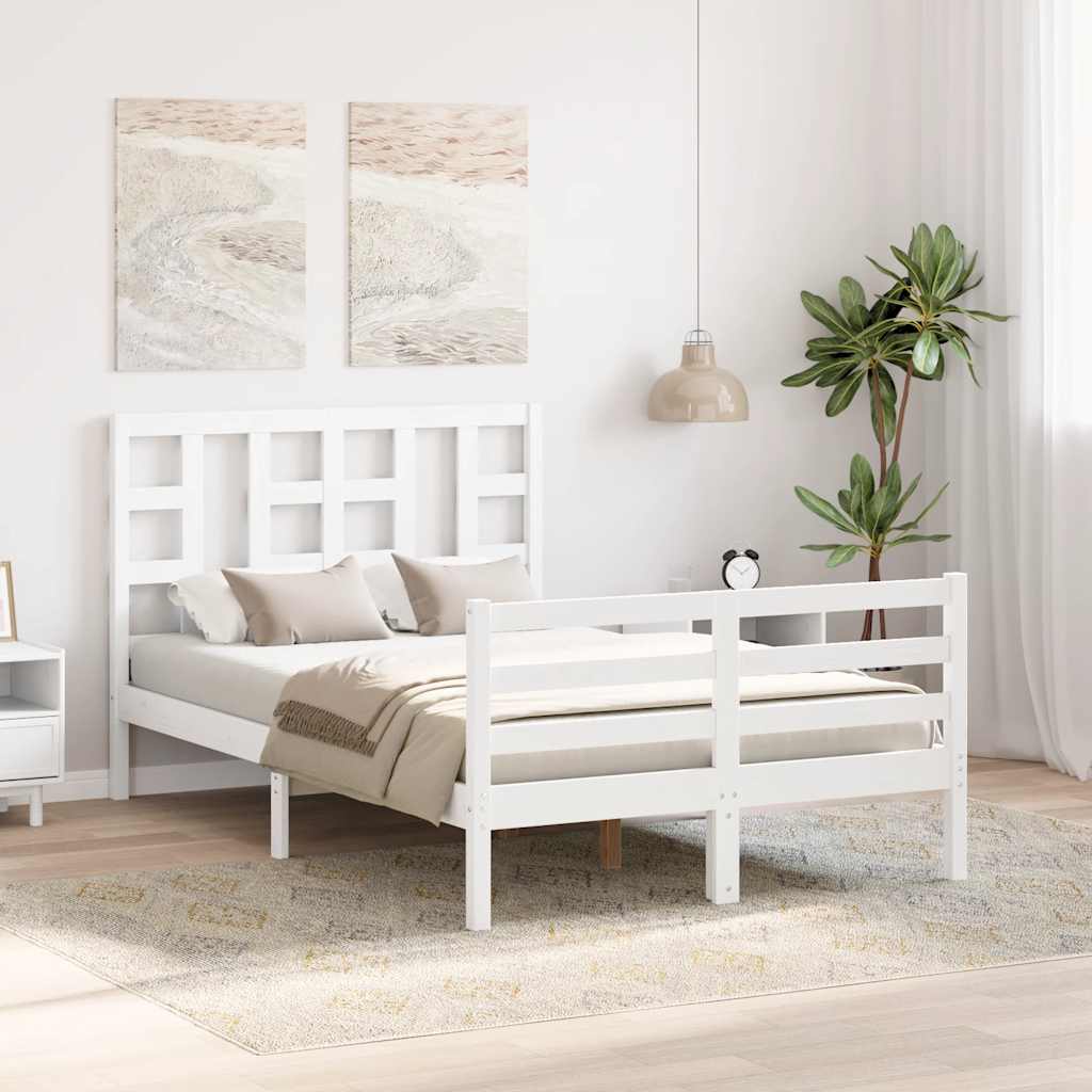 Cadre de lit sans matelas blanc 120x200 cm bois massif - XIOS