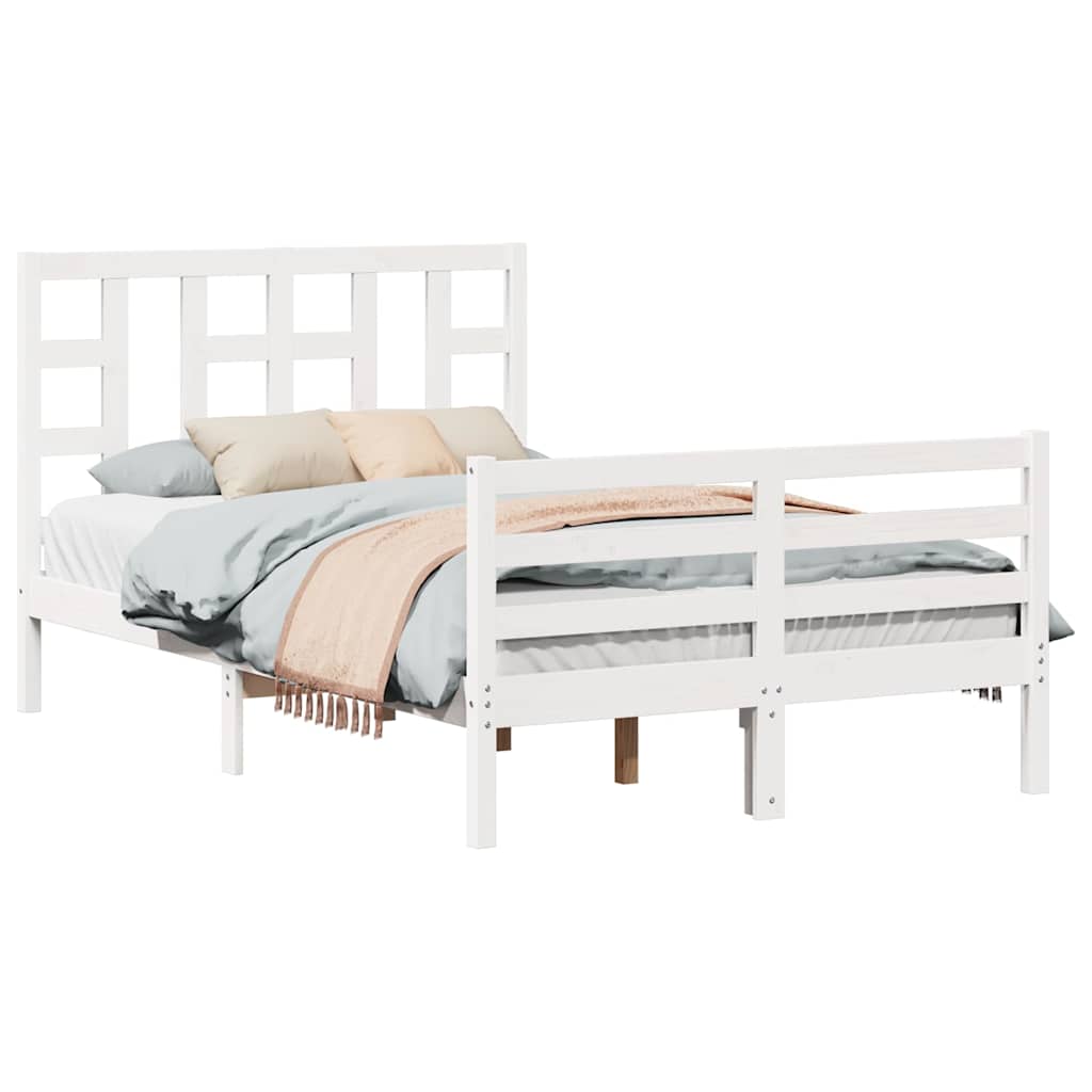 Cadre de lit sans matelas blanc 120x200 cm bois massif - XIOS